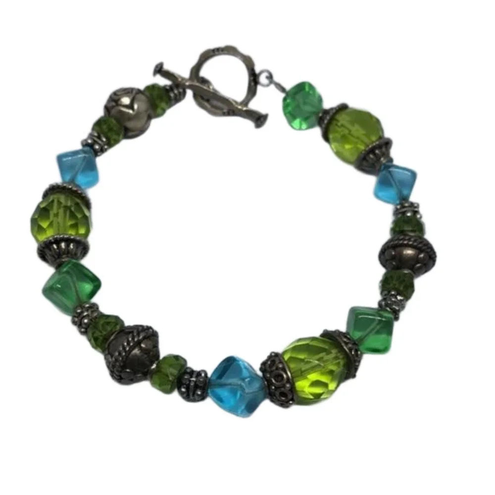 VINTAGE artisan handcrafted sterling silver beaded bracelet